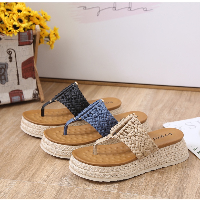 Giày Sandal Đế Dày Chống Trượt Phong Cách Roman Size 41-42 Cho Nữ