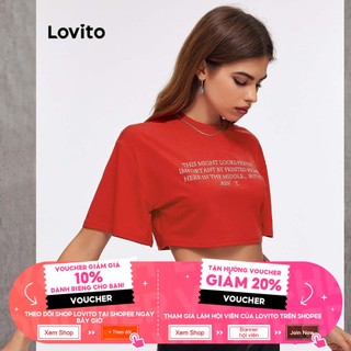 Lovito Áo Thun Crop Top L20E015 (Đỏ)