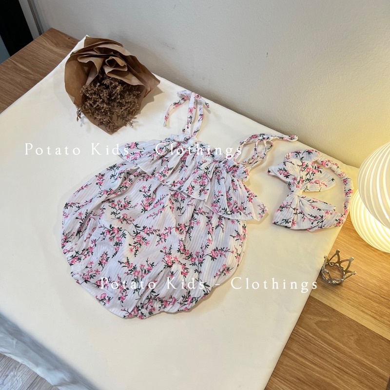 Bodysuit 2 Dây, Bodychip Hoa Nhí, Bộ Liền 2 Dây Hoạ Tiết Hoa Nhí Xinh Xắn Mùa Hè Cho Bé