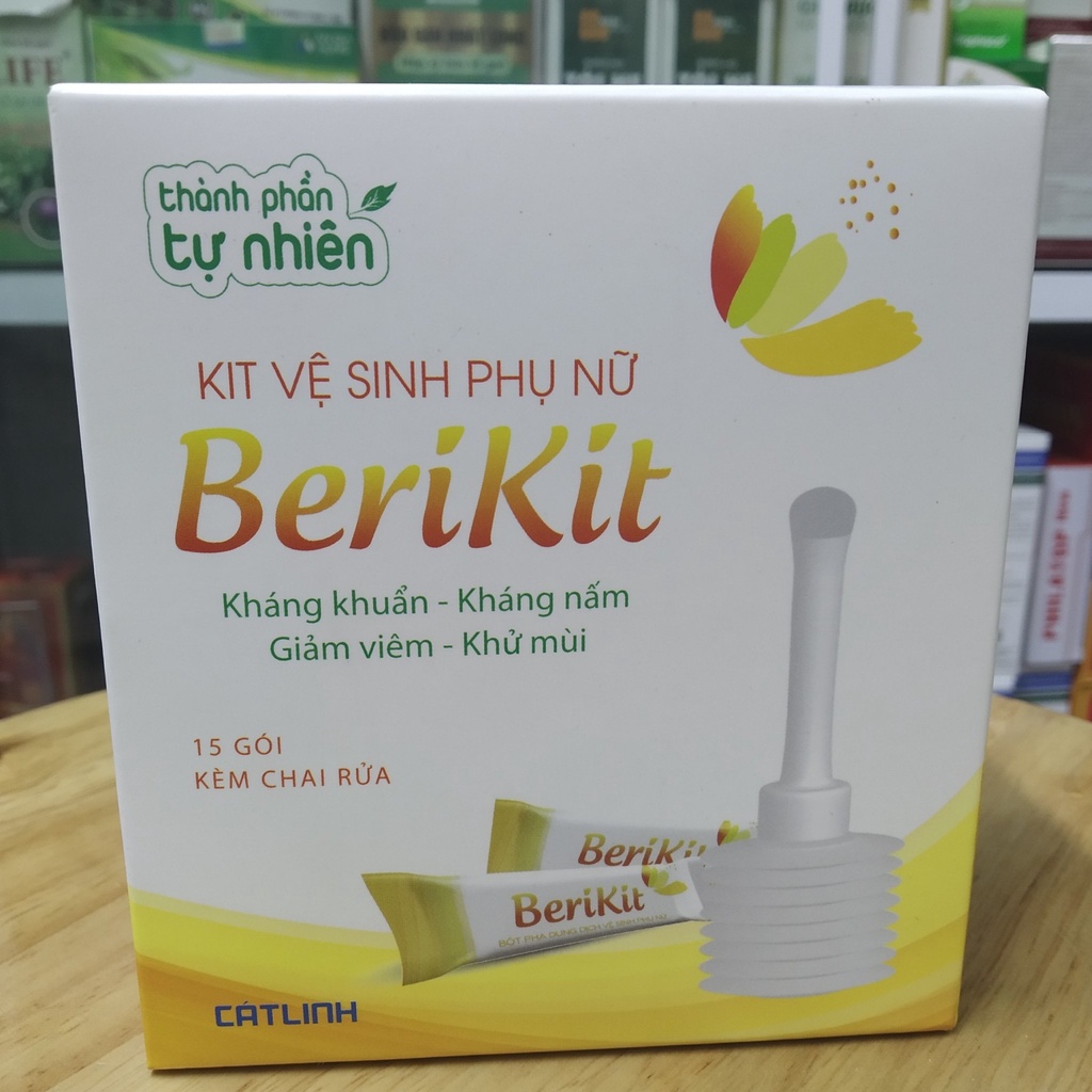 Berikit Bộ thụt rửa vệ sinh phụ nữ kèm 15 gói muối - sản phẩm chính hãng của dược Cát Linh