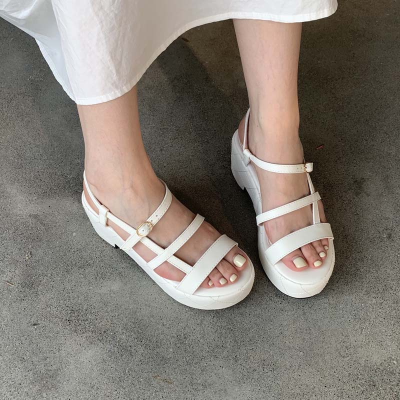 Sandal Đế Dày Cài Khóa Phong Cách Thời Trang Retro Pháp 2023 Dành Cho Nữ