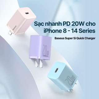 Cốc sạc nhanh baseus pd super si usb c 20w cho iphone 14 13 12 11 type c pd