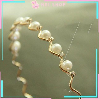 Bờm Cài Tóc Đính Đá Hạt Ngọc Trai Phong Cách Tiểu Thư