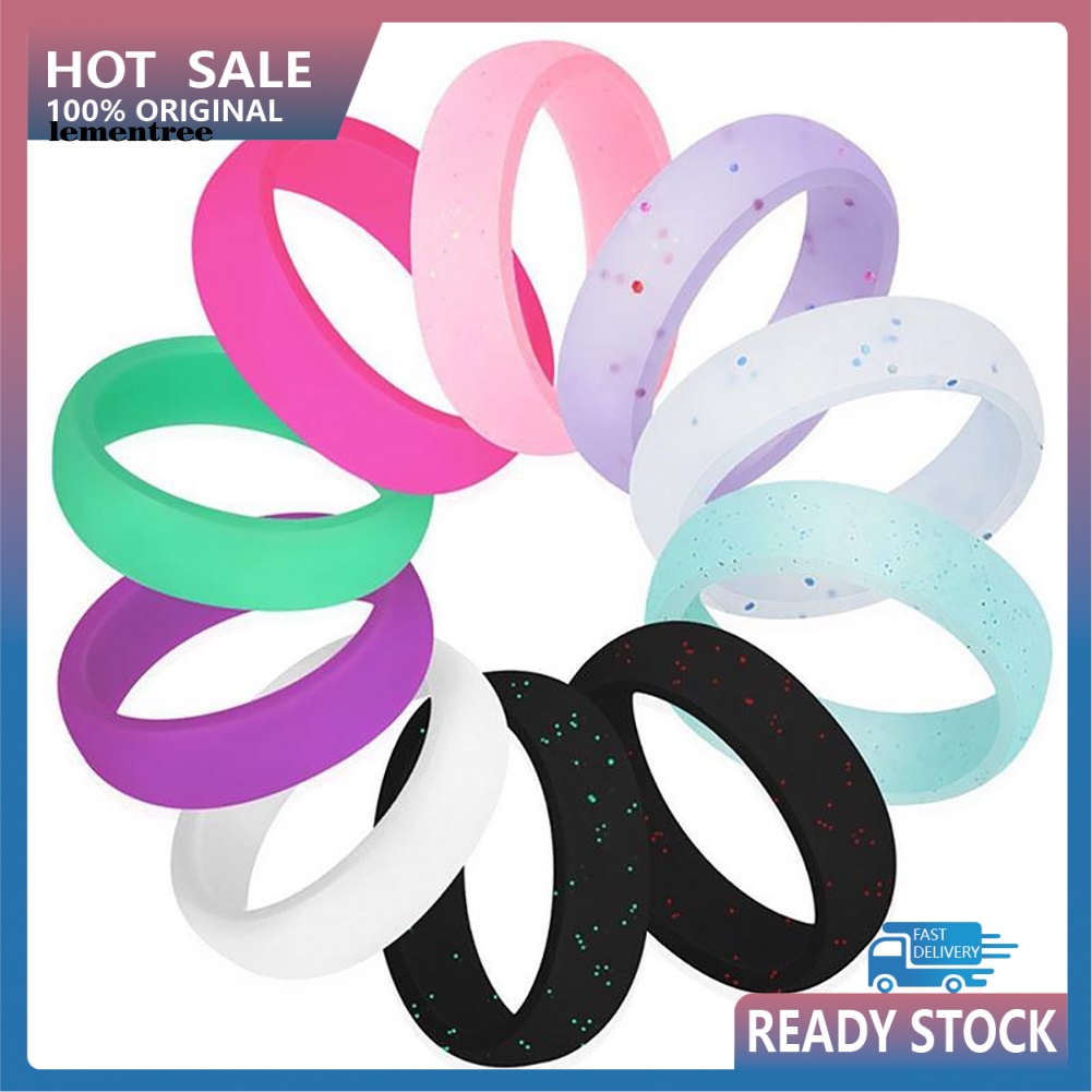 Bộ 10 Nhẫn Silicone Linh Hoạt Không Gây Dị Ứng Cho Cặp Đôi