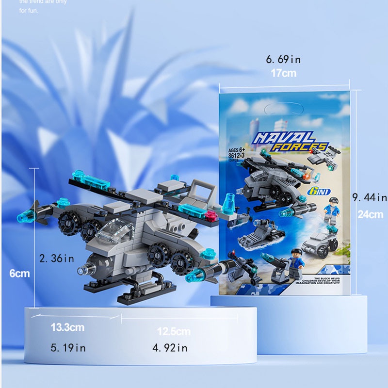 Set 136 Khối Lắp Ráp Mô Hình Tàu Chiến 6 Trong 1 Cho Bé