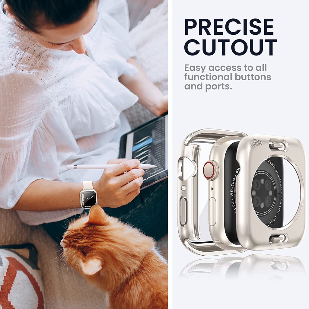 Ninki 2 Trong 1 Ốp Bảo Vệ iWatch 8 45mm/41mm Chống Thấm Nước Kèm Kính Cường Lực Cho Apple Watch Series 8 / 7 45mm 41mm Series 8 7