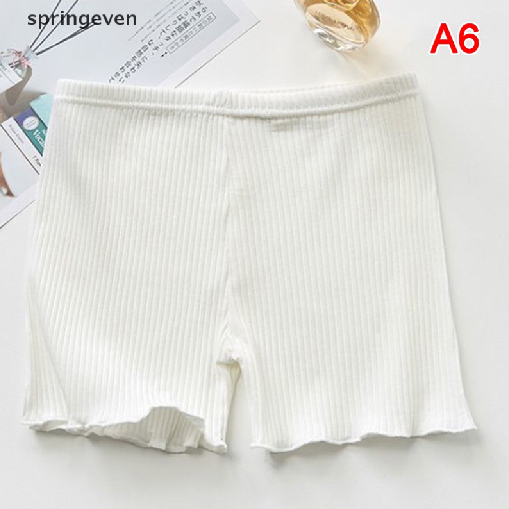 Quần Lót Boxer Co Giãn Không Đường May Màu Trơn Viền Bèo Nhún Thời Trang Xuân Hè Cho Nữ