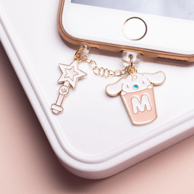 Nút Cắm Chống Bụi Cho Cổng Sạc Tai Nghe / Cáp Sạc Điện Thoại Di Động diy Hình Rồng Kuromi Thỏ Cinnamon Dog Kỳ Lân Hoạt Hình Trang Trí Chống Bụi