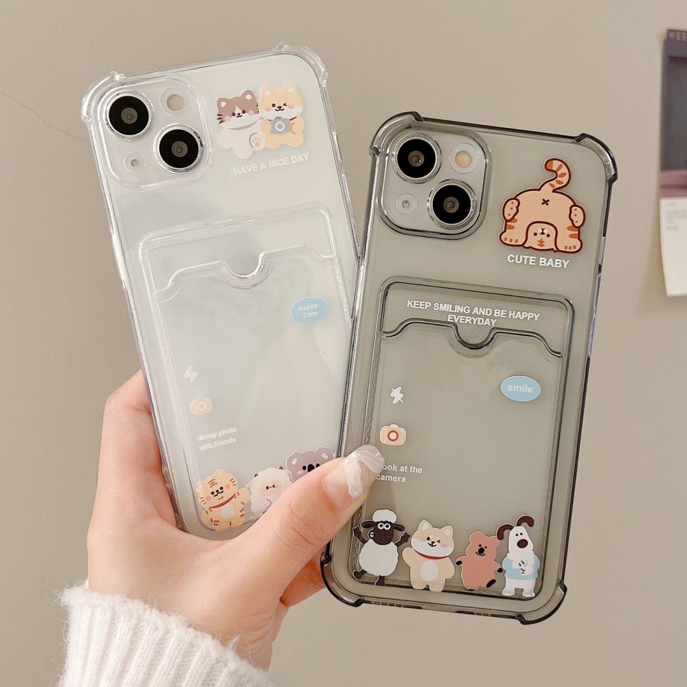 Ốp Điện Thoại TPU Dẻo Trong Suốt Họa Tiết Hoạt Hình Động Vật Dễ Thương Chống Trầy Cho IPhone 11 12 13 14 Pro Max 14 Plus