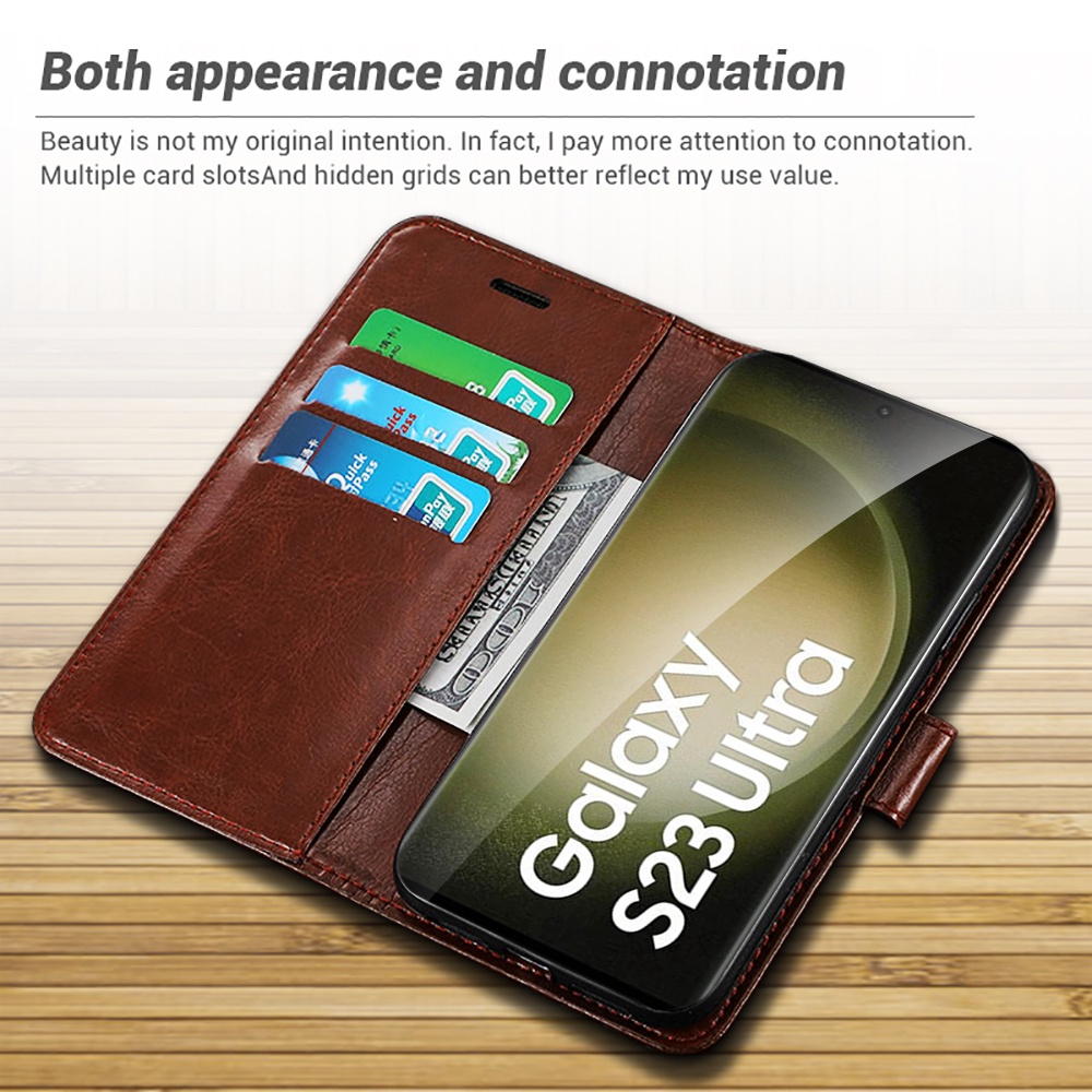 Bao Da Điện Thoại Nắp Lật Từ Tính Cho Samsung S23 5G Cover Capas Galaxy Sumsung S22 Ultra 23 Plus