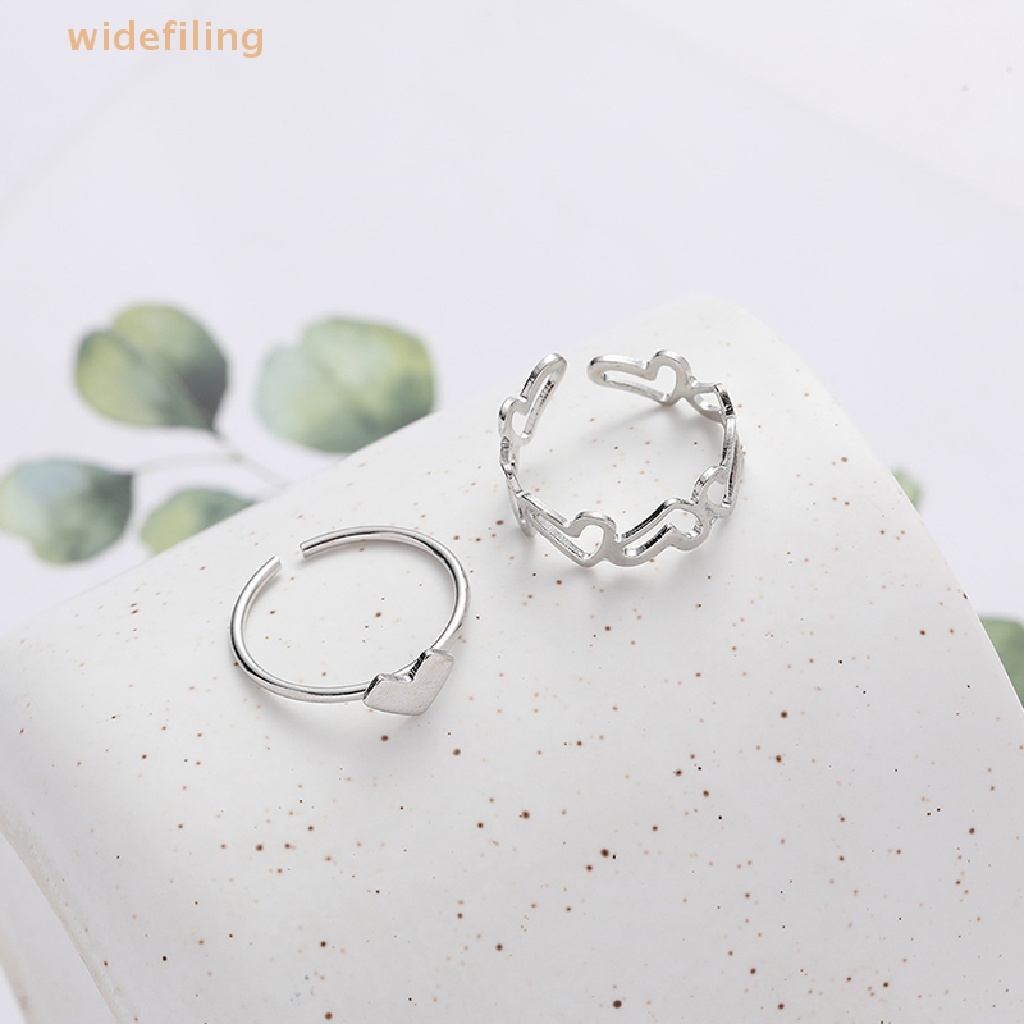 Set 2 Nhẫn Hở Mặt Trái Tim Thời Trang Cho Nữ