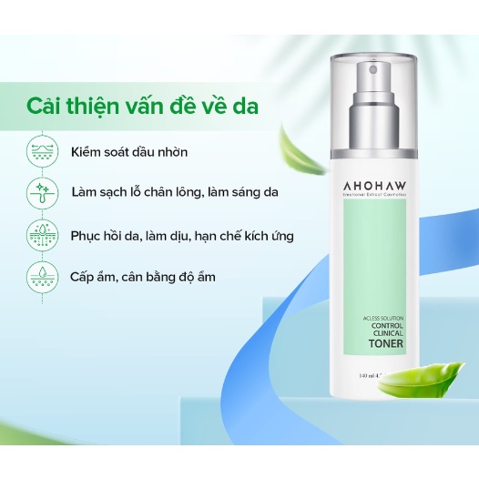 Toner Cấp Ẩm Kiểm Soát Dầu Nhờn Cho Da AHOHAW Control Clinical Toner 1200ml (Dạng Xịt) - Làm Dịu, Kháng Khuẩn, Giảm Mụn