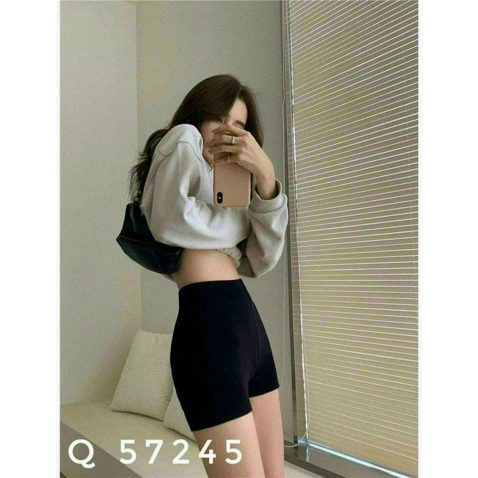 Quần Đùi Bò Giấy Ôm Chân Nâng Mông Cạp Cao Hàn Quốc Co Dãn Uzzlang