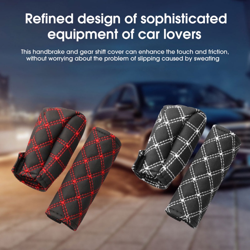Set 2 Bọc Tay Nắm Cần Số Xe Hơi Giả Da Thêu Họa Tiết