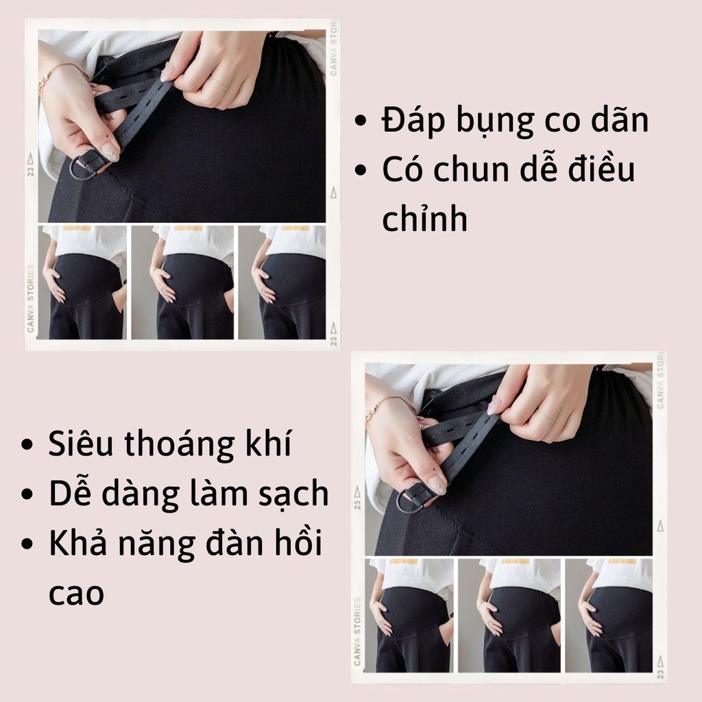 Quần baggy bầu MS Mombaby chất tuyết mưa có chun chỉnh bụng