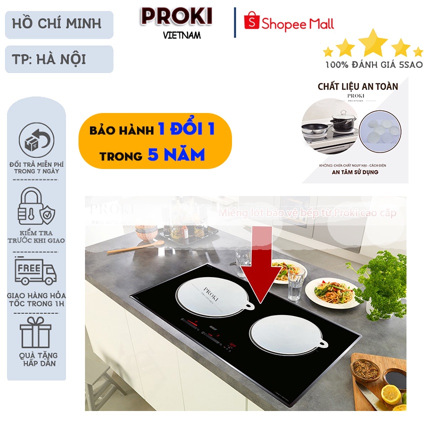 Miếng lót bếp từ Proki làm bằng cao cấp chống trầy xước mặt kính bếp, chịu lực, giữ vệ sinh, chống cháy xoong nồi