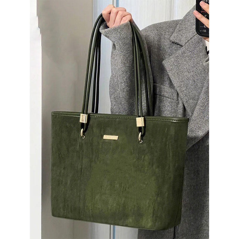 Túi xách tote CHERLKOLRS nhám sức chứa lớn phong cách retro sang trọng cho học sinh