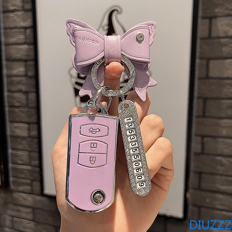 Dây Đeo Bằng Da Không Cần Khoan Lỗ Vỏ Bảo Vệ Chìa Khóa Xe Hơi Mazda 2 3 6 Atenza Axela Demio CX-5 CX5 CX-3 CX7 CX-9 2015 2016 2017 2018 2019