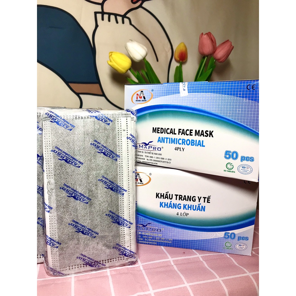 Khẩu Trang Y Tế Cô Gái Nam Anh Màu Xám 50 Cái/ 1 Hộp