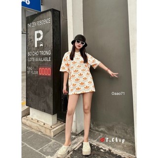 Áo phông nữ gucci logo adidas màu cam VNXK, Áo thun nữ adidas gucci màu cam cổ tròn VNXK