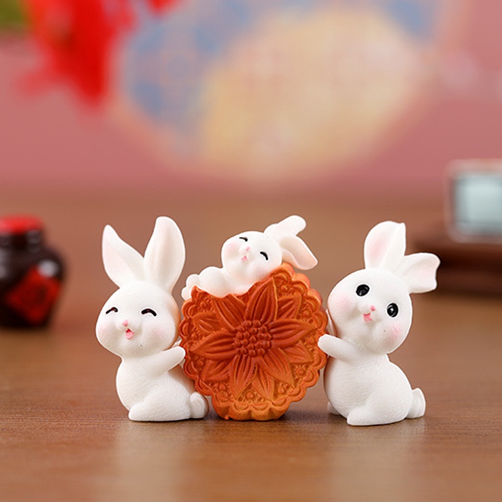 Set 2 Tượng Thỏ Mini Siêu Nhẹ Trang Trí Phòng Ngủ