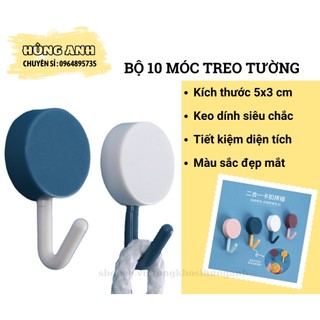 Móc treo dính tường siêu chắc chắn vỉ 10 móc, vỉ 10 móc treo dán tường 3d nhiều màu sắc ha100