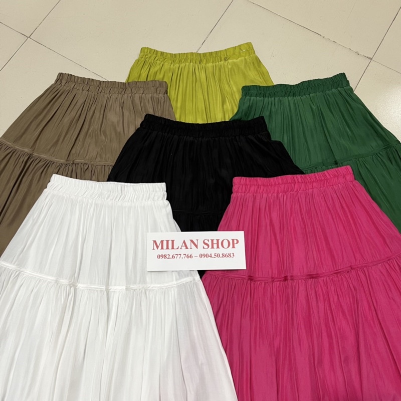 Chân váy xoè dáng dài chất lụa Quảng Châu mềm mát