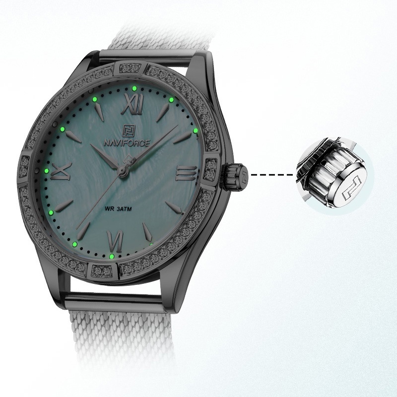 Đồng Hồ Analog Máy Quartz NAVIFORCE 5028 Dây Lưới Siêu Mỏng Chống Thấm Nước Kiểu Dáng Sang Trọng Dành Cho Nữ