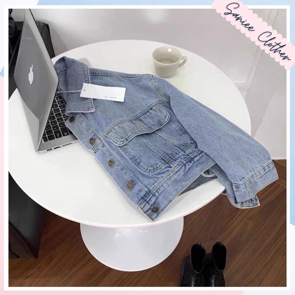 Áo khoác jean denim lửng, áo khoác jean nữ vải bò dày màu wax hàng freesize cao cấp SanieeClothes | BigBuy360 - bigbuy360.vn
