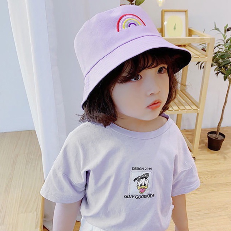 Mũ Tai Bèo Chống Nắng In Họa Tiết Cầu Vồng Đáng Yêu Dành Cho Trẻ Em