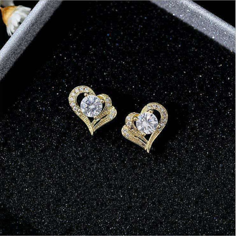 Bông Tai Mạ Vàng 14K Hình Trái Tim Đơn Giản Thời Trang Cho Nữ