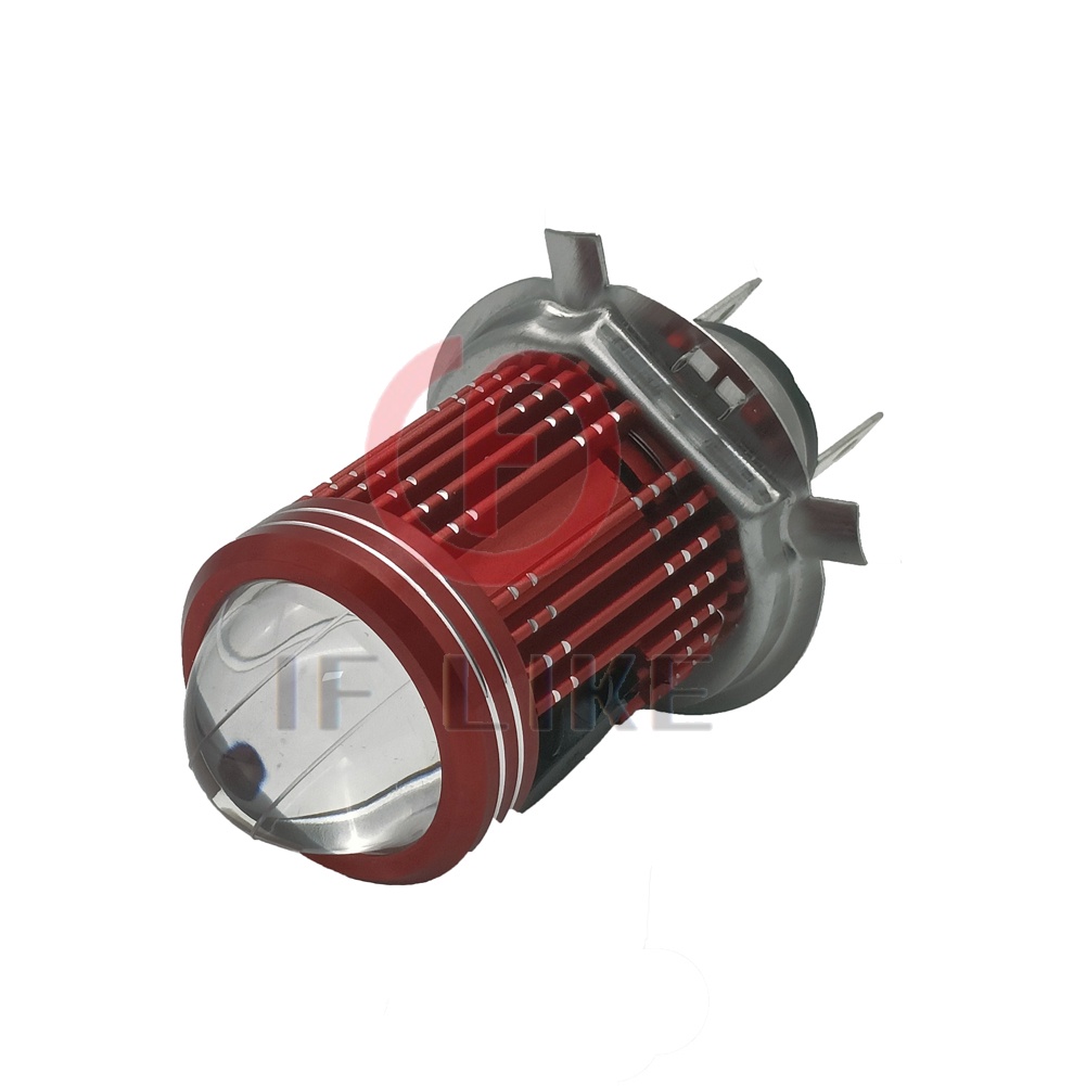 Đèn Pha LED H4 BA20D H6 Bằng Thép Hai Màu Kèm Quạt Làm Mát Cho Xe Máy Scooter