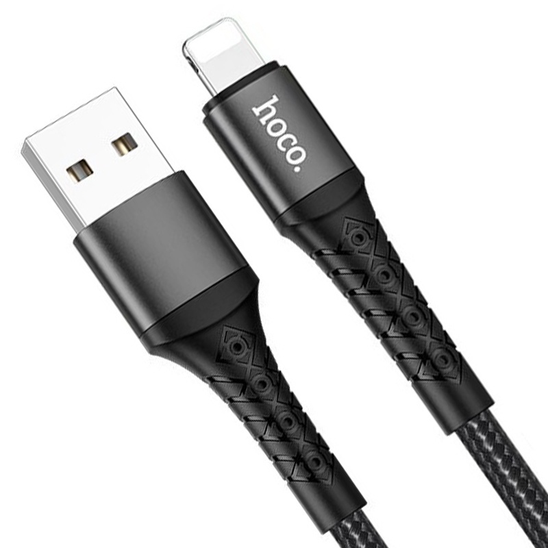 Cáp sạc và truyền dữ liệu Hoco DU19 USB dành cho IP10/11/12 hỗ trợ sạc 3A dây dù chống đứt dài 100cm ( Màu Đen)