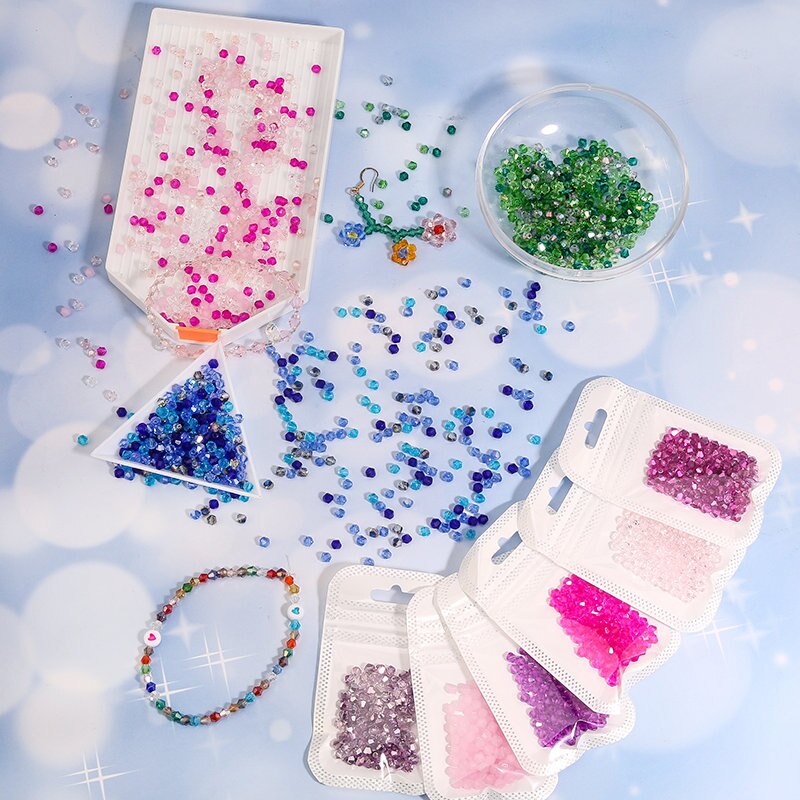 Set 100 Hạt Pha Lê Hình Nón 4MM Làm Trang Sức Thủ Công