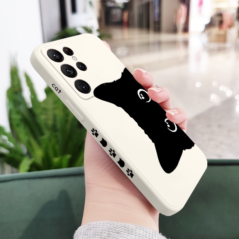 Ốp Điện Thoại Họa Tiết Mèo Đen Dành Cho Samsung Galaxy S23 S22 Ultra Plus