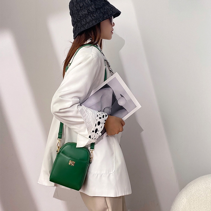 Túi Đeo Chéo mini Bằng Da Có Khóa Kéo Phong Cách Hàn Quốc Thời Trang Cho Nữ