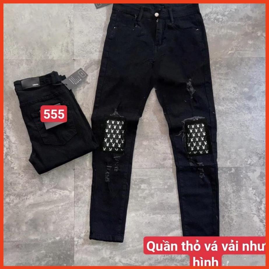 Quần jean nam cao cấp vá thỏ vải hàng y hình siêu cấp (hnstore18996)
