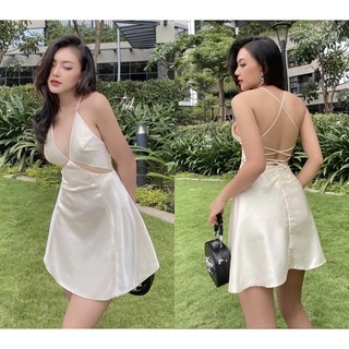 Candy Dress - Đầm ngắn hở ngực thắt dây lưng