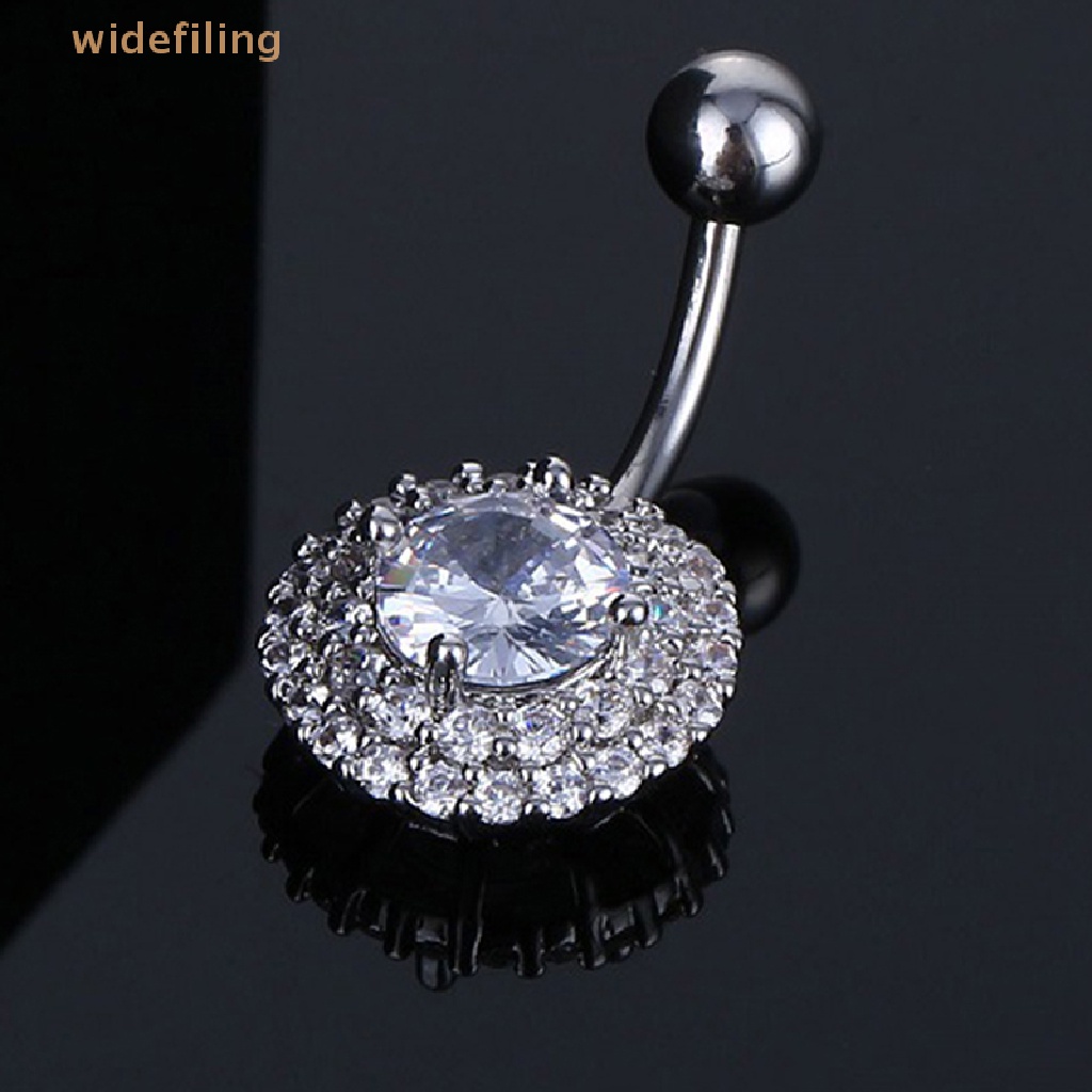 Khuyên Rốn Thép Không Gỉ Đính Đá Zircon Hình Hoa Quyến Rũ