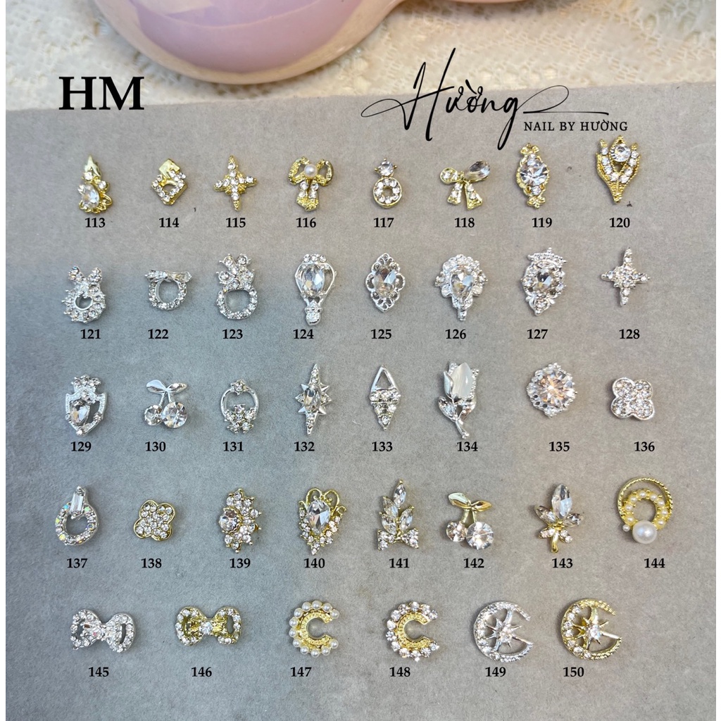charm nail cao cấp, charm kim loại, trang tri móng nails