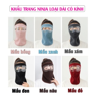 Khẩu trang ninja trùm kín mặt che tai chống nắng chống gió bụi vải nỉ dán sau gáy thích hợp chạy xe đi côn