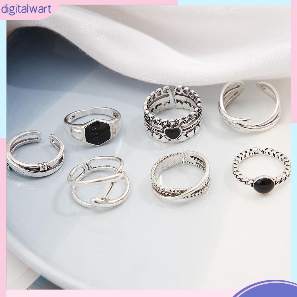 Set 7 Nhẫn Đeo Đốt Ngón Tay Mạ Điện Đính Đá Thời Trang Cho Nữ