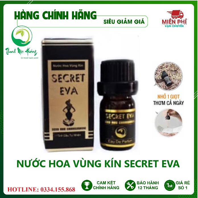 Nước Hoa Vùng Kín SECRET EVA Thanh Mộc Hương 5ml, Lưu giữ hương thơm lên đến 48 giờ, Cho cuộc yêu thăng hoa