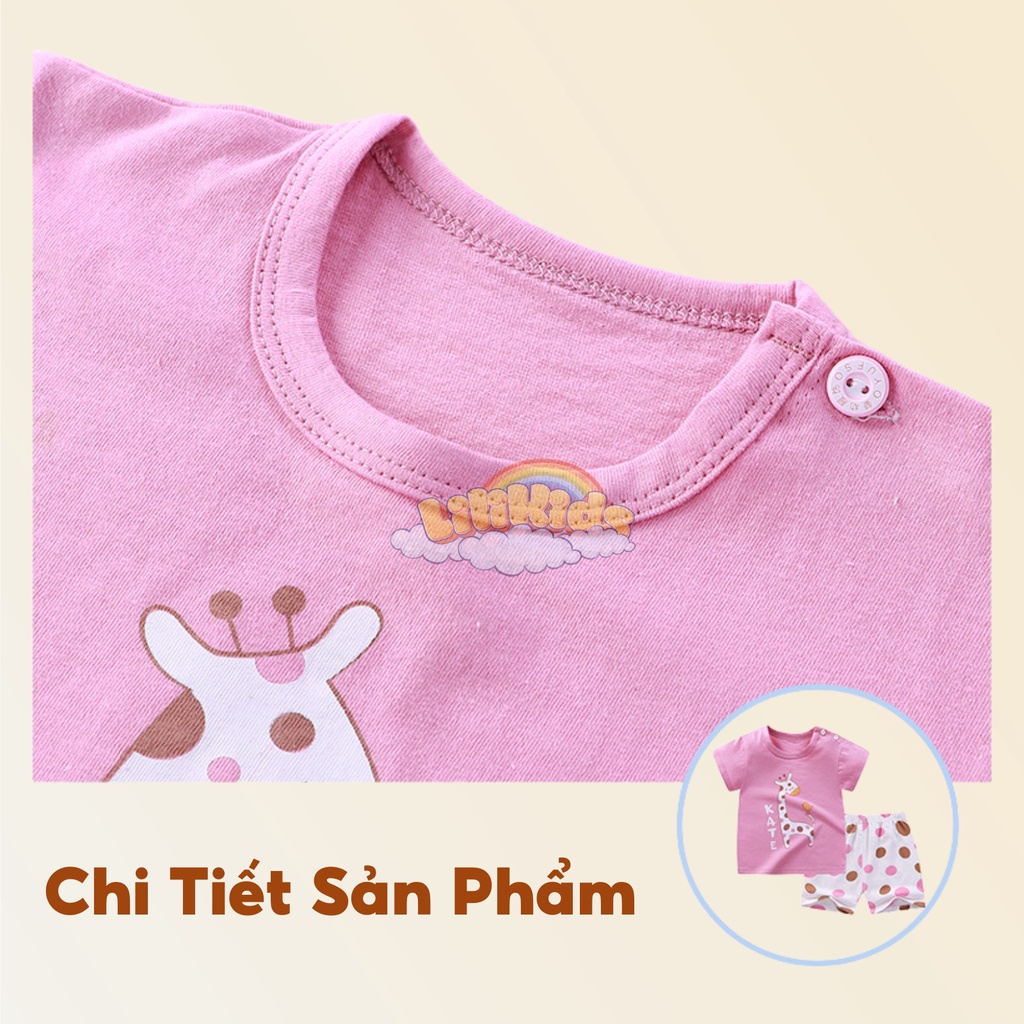 Bộ quần áo bé gái LiLiKids chất cotton thoáng mát, thấm hút mồ hôi cực tốt hình họa tiết dễ thương cho bé từ 7-19Kg