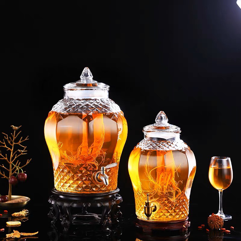 (Từ 15L tới 38L chỉ giao hỏa tốc) Bình thủy tinh ngâm rượu vát kim cương mã 8833 nắp thủy tinh