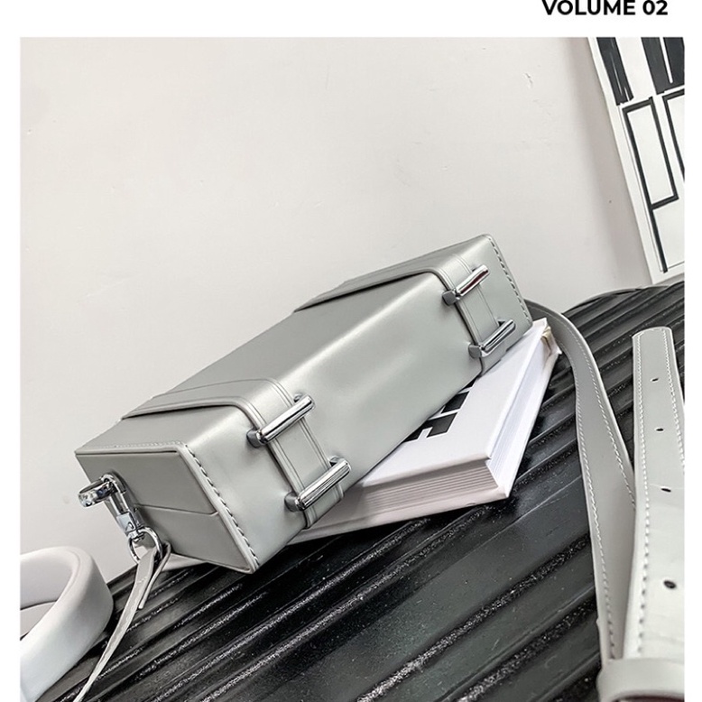 Túi đeo chéo Túi đeo vai da pu unisex thiết kế dạng hộp tinh tế thời trang