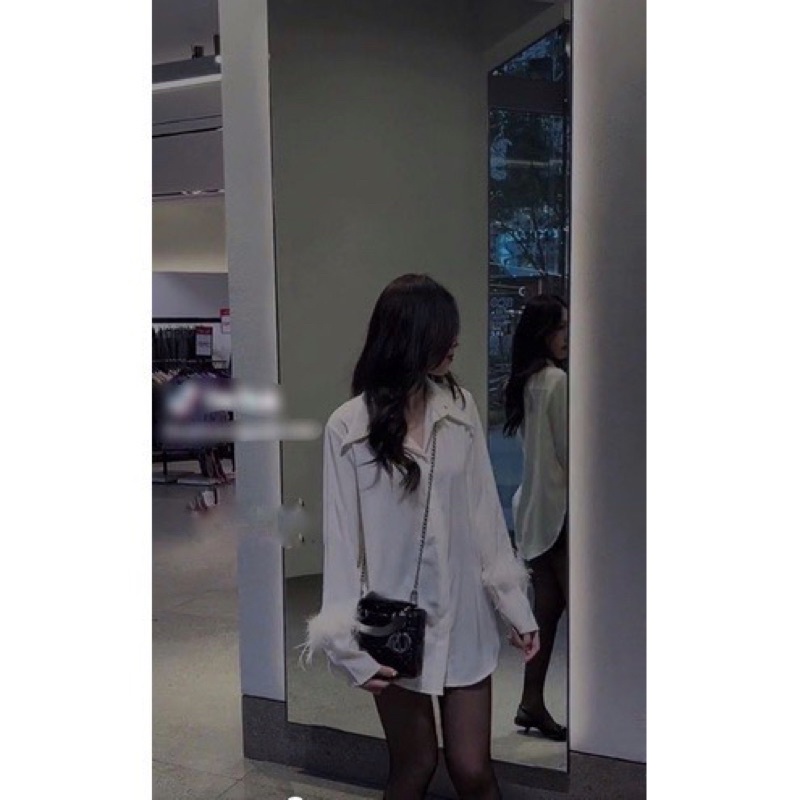 ÁO SƠ MI LỤA TAY PHA LÔNG