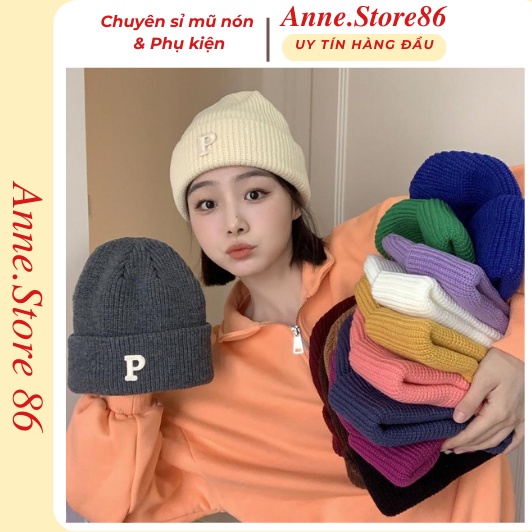 Mũ len nam nữ nón Beanie chữ P phong cách Hàn Quốc nhiều màu - NL13