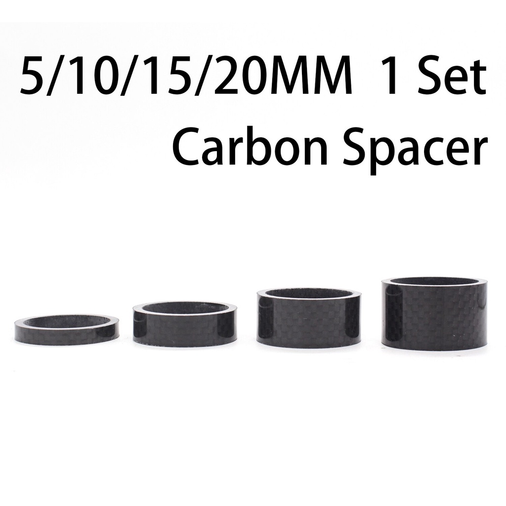 Set 4 Vòng Đệm Cổ Xe Đạp 5 / 10 / 15 / 20mm 28.6 Bằng Sợi carbon