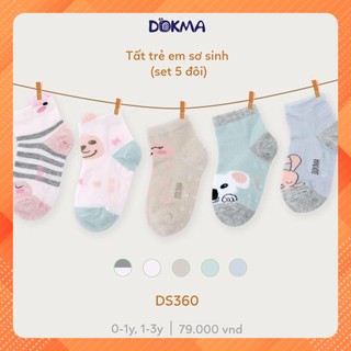Set tất bé trai bé gái DOKMA, Set tất len cao cổ giữ ấm trống trơn, tất sơ sinh trẻ em DOKMA
